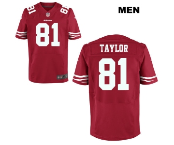 Mens Nike San Francisco 49ers #81 Trent Taylor Stitched  Home Red Elite Football Jersey