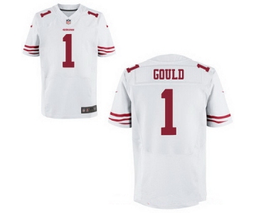 Men's San Francisco 49ers #1 Robbie Gould White Road Stitched NFL Nike Elite Jersey