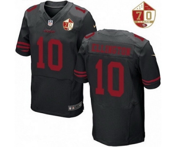 Men's San Francisco 49ers #10 Bruce Ellington Black Color Rush 70th Anniversary Patch Stitched NFL Nike Elite Jersey