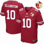 Men's San Francisco 49ers #10 Bruce Ellington Scarlet Red 70th Anniversary Patch Stitched NFL Nike Elite Jersey