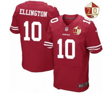 Men's San Francisco 49ers #10 Bruce Ellington Scarlet Red 70th Anniversary Patch Stitched NFL Nike Elite Jersey