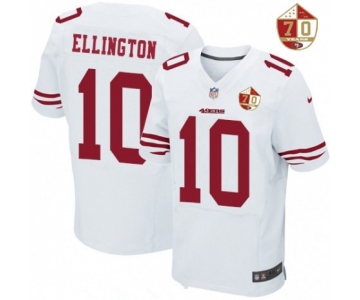 Men's San Francisco 49ers #10 Bruce Ellington White 70th Anniversary Patch Stitched NFL Nike Elite Jersey