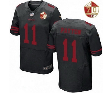 Men's San Francisco 49ers #11 Quinton Patton Black Color Rush 70th Anniversary Patch Stitched NFL Nike Elite Jersey