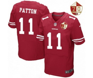 Men's San Francisco 49ers #11 Quinton Patton Scarlet Red 70th Anniversary Patch Stitched NFL Nike Elite Jersey