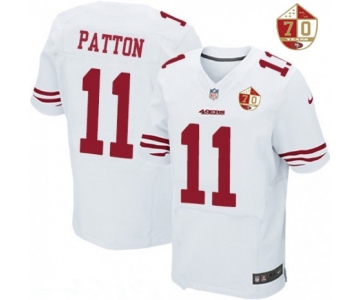Men's San Francisco 49ers #11 Quinton Patton White 70th Anniversary Patch Stitched NFL Nike Elite Jersey