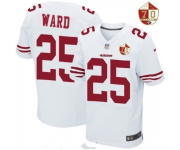 Men's San Francisco 49ers #25 Jimmie Ward White 70th Anniversary Patch Stitched NFL Nike Elite Jersey