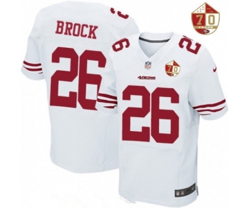 Men's San Francisco 49ers #26 Tramaine Brock White 70th Anniversary Patch Stitched NFL Nike Elite Jersey