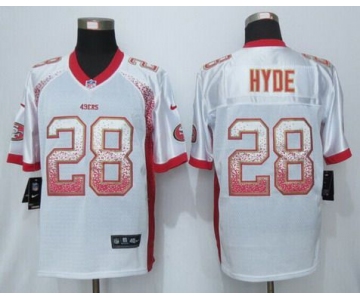 Men's San Francisco 49ers #28 Carlos Hyde White Drift Fashion NFL Nike Elite Jersey