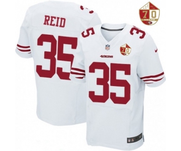 Men's San Francisco 49ers #35 Eric Reid White 70th Anniversary Patch Stitched NFL Nike Elite Jersey