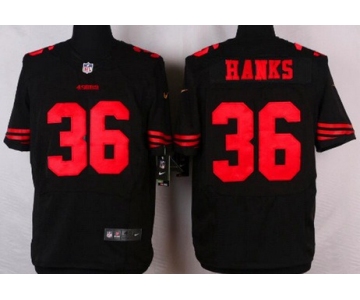 Men's San Francisco 49ers #36 Merton Hanks Black Retired Player NFL Nike Elite Jersey