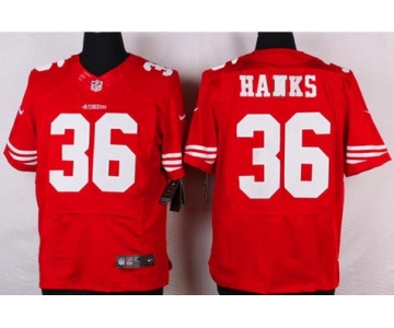 Men's San Francisco 49ers #36 Merton Hanks Scarlet Red Retired Player NFL Nike Elite Jersey