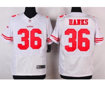 Men's San Francisco 49ers #36 Merton Hanks White Retired Player NFL Nike Elite Jersey