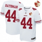 Men's San Francisco 49ers #44 Tom Rathman White 70th Anniversary Patch Stitched NFL Nike Elite Jersey