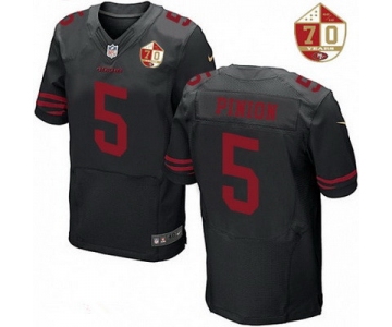 Men's San Francisco 49ers #5 Bradley Pinion Black Color Rush 70th Anniversary Patch Stitched NFL Nike Elite Jersey