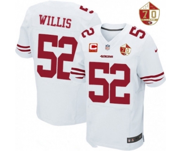 Men's San Francisco 49ers #52 Patrick Willis White 70th Anniversary Patch Stitched NFL Nike Elite Jersey with C Patch