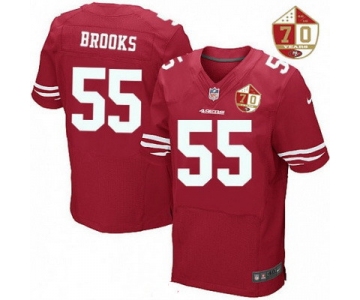 Men's San Francisco 49ers #55 Ahmad Brooks Scarlet Red 70th Anniversary Patch Stitched NFL Nike Elite Jersey