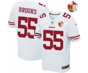 Men's San Francisco 49ers #55 Ahmad Brooks White 70th Anniversary Patch Stitched NFL Nike Elite Jersey