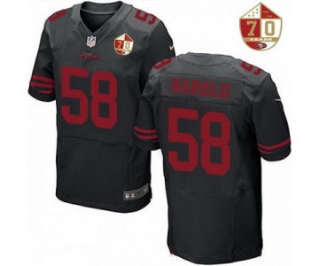 Men's San Francisco 49ers #58 Eli Harold Black Color Rush 70th Anniversary Patch Stitched NFL Nike Elite Jersey
