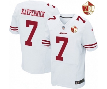 Men's San Francisco 49ers #7 Colin Kaepernick White 70th Anniversary Patch Stitched NFL Nike Elite Jersey