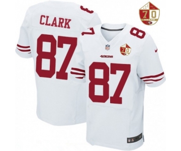 Men's San Francisco 49ers #87 Dwight Clark White 70th Anniversary Patch Stitched NFL Nike Elite Jersey