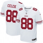 Men's San Francisco 49ers #88 Garrett Celek White Road Player NFL Nike Elite Jersey