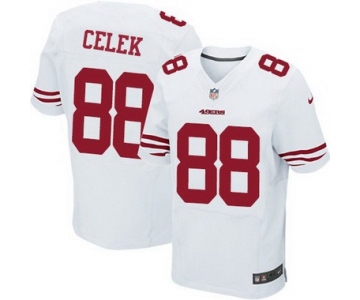 Men's San Francisco 49ers #88 Garrett Celek White Road Player NFL Nike Elite Jersey