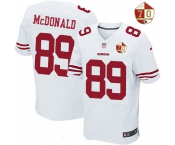 Men's San Francisco 49ers #89 Vance McDonald White 70th Anniversary Patch Stitched NFL Nike Elite Jersey