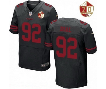 Men's San Francisco 49ers #92 Quinton Dial Black Color Rush 70th Anniversary Patch Stitched NFL Nike Elite Jersey