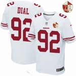 Men's San Francisco 49ers #92 Quinton Dial White 70th Anniversary Patch Stitched NFL Nike Elite Jersey