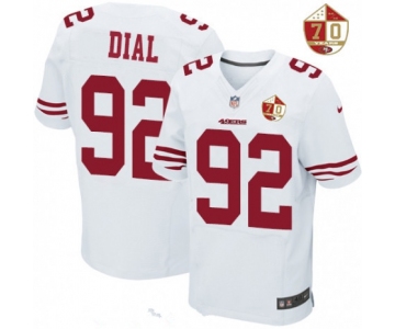 Men's San Francisco 49ers #92 Quinton Dial White 70th Anniversary Patch Stitched NFL Nike Elite Jersey