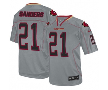 Nike 49ers #21 Deion Sanders Lights Out Grey Men's Stitched NFL Elite Jersey