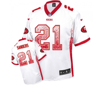 Nike 49ers #21 Deion Sanders White Men's Stitched NFL Elite Drift Fashion Jersey