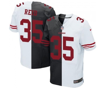 Nike 49ers #35 Eric Reid Black White Men's Stitched NFL Elite Split Jersey