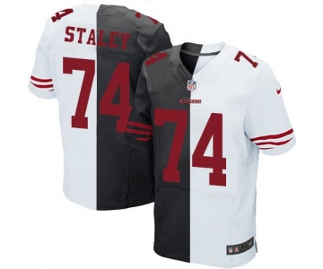 Nike 49ers #74 Joe Staley Black White Men's Stitched NFL Elite Split Jersey