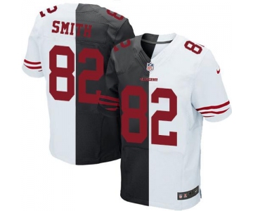 Nike 49ers #82 Torrey Smith Black White Men's Stitched NFL Elite Split Jersey