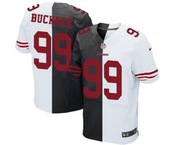 Nike 49ers #99 DeForest Buckner Black White Men's Stitched NFL Elite Split Jersey