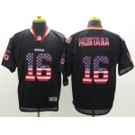 Nike San Francisco 49ers #16 Joe Montana 2014 USA Flag Fashion Black Elite Jersey