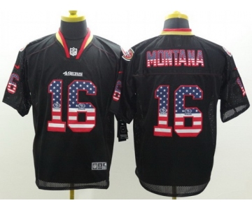 Nike San Francisco 49ers #16 Joe Montana 2014 USA Flag Fashion Black Elite Jersey