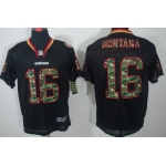 Nike San Francisco 49ers #16 Joe Montana Black With Camo Elite Jersey