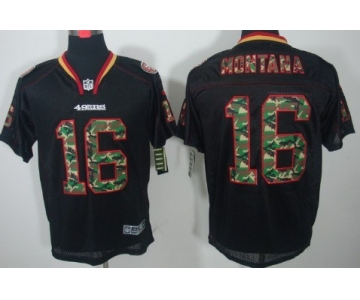 Nike San Francisco 49ers #16 Joe Montana Black With Camo Elite Jersey