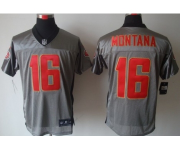 Nike San Francisco 49ers #16 Joe Montana Gray Shadow Elite Jersey