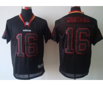 Nike San Francisco 49ers #16 Joe Montana Lights Out Black Elite Jersey