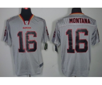 Nike San Francisco 49ers #16 Joe Montana Lights Out Gray Elite Jersey