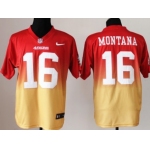 Nike San Francisco 49ers #16 Joe Montana Red/Gold Fadeaway Elite Jersey