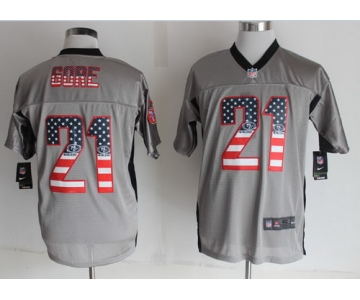 Nike San Francisco 49ers #21 Frank Gore 2014 USA Flag Fashion Gray Elite Jersey