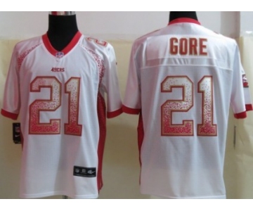 Nike San Francisco 49ers #21 Frank Gore Drift Fashion White Elite Jersey