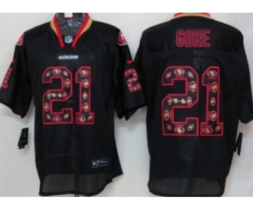 Nike San Francisco 49ers #21 Frank Gore Lights Out Black Ornamented Elite Jersey
