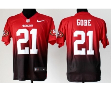 Nike San Francisco 49ers #21 Frank Gore Red/Black Fadeaway Elite Jersey