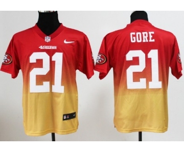 Nike San Francisco 49ers #21 Frank Gore Red/Gold Fadeaway Elite Jersey