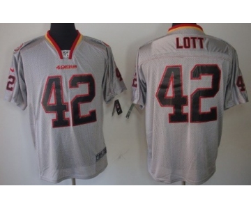 Nike San Francisco 49ers #42 Ronnie Lott Lights Out Gray Elite Jersey